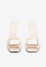 Roger Vivier Trompette 85 Metal Buckle Mules in Patent Leather RVW60337750D1PC019 C019 Off-white