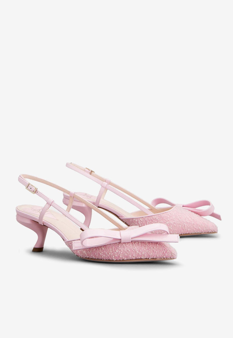 Roger Vivier Virgule Bow 55 Slingback Pumps RVW63836510SKJ1K47 1K47 Pink