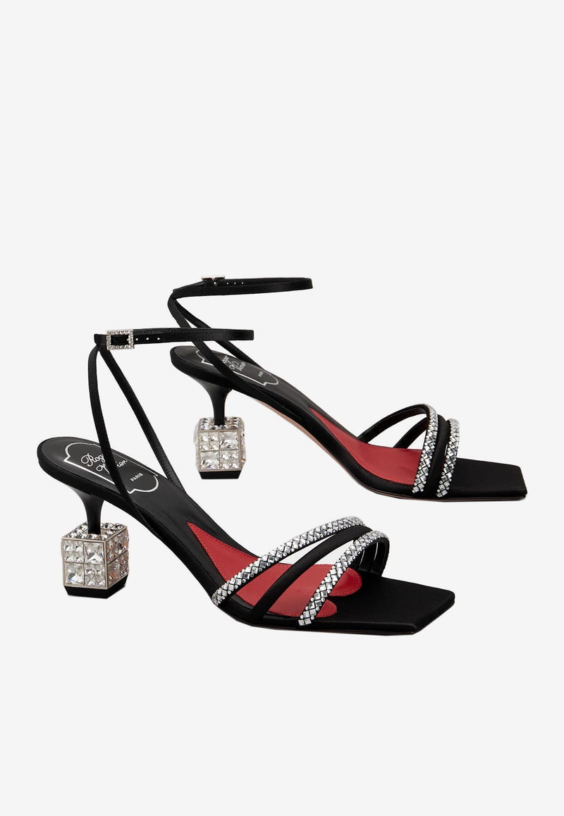 Roger Vivier Bling Cube 75 Crystal Embellished Sandals RVW64935460RS0B999 B999 Black