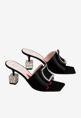 Roger Vivier Cube 75 Crystal-Embellished Satin Mules RVW64935470RS0B999 B999 Black