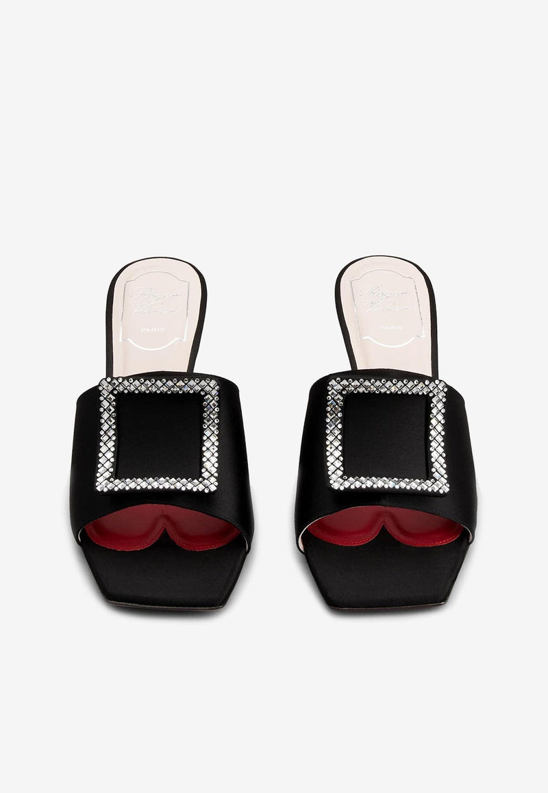 Roger Vivier Cube 75 Crystal-Embellished Satin Mules RVW64935470RS0B999 B999 Black