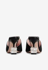 Roger Vivier Cube 75 Crystal-Embellished Satin Mules RVW64935470RS0B999 B999 Black