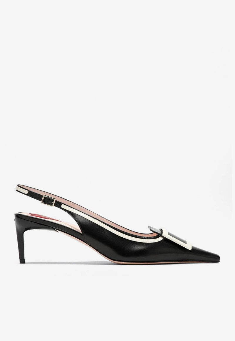 Rogier Vivier Viv
 Canard 55 Leather Slingback Pumps Black