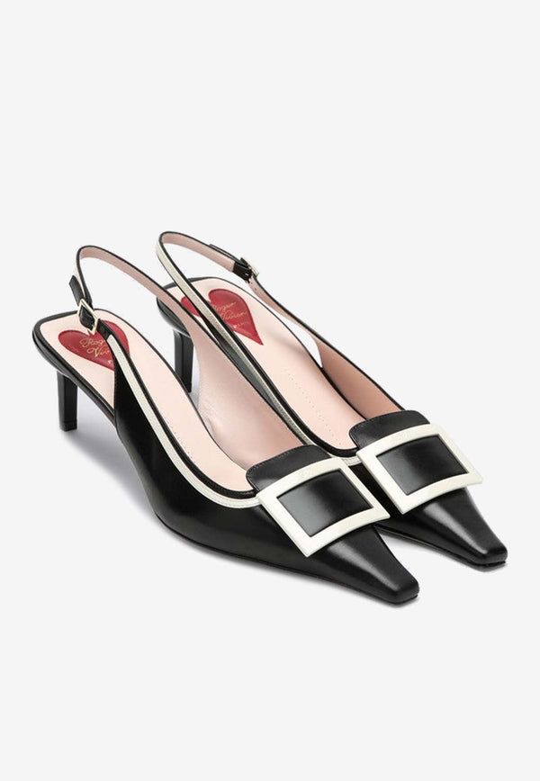 Rogier Vivier Viv
 Canard 55 Leather Slingback Pumps Black