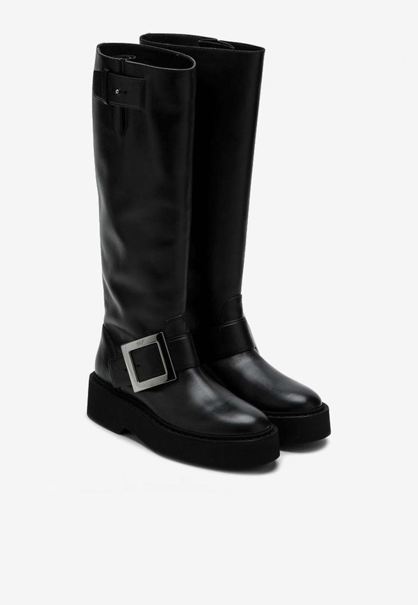 Roger Vivier Rangers Knee-High Biker Boots Black RVW74038990TTQ/P_ROGVI-B999