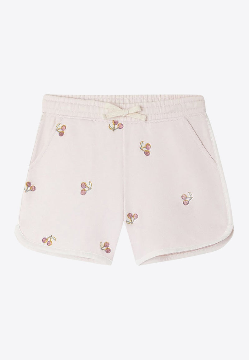 Bonpoint Girls Caroline Cherry Embroidered Shorts Pink S04GBEK00005-ACO/O_BONPO-125B