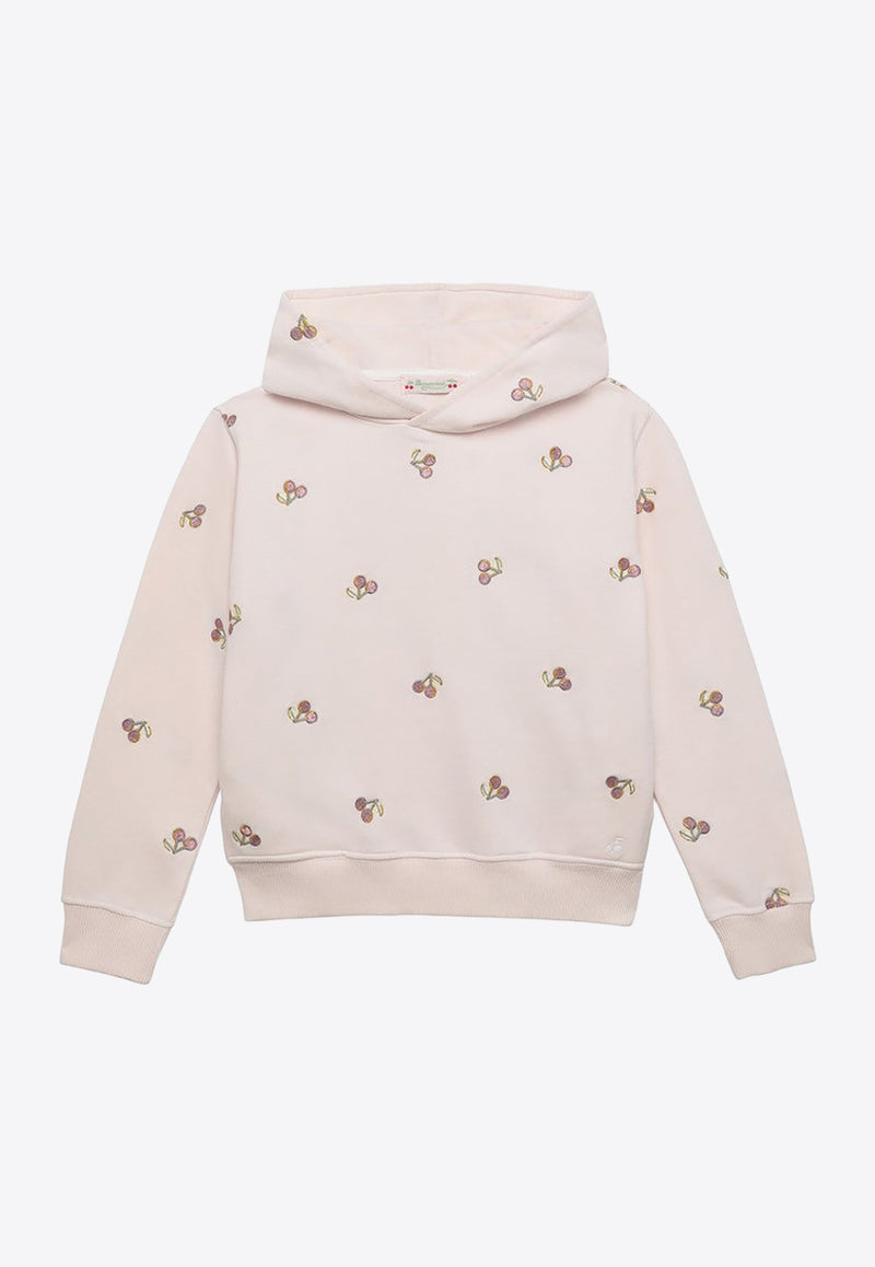 Bonpoint Girls Tita Cherry Embroidered Hoodie Pink S04GSWK00008-ACO/O_BONPO-125B