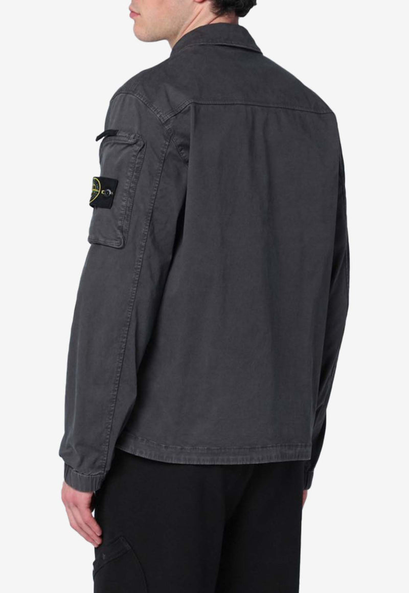 Stone Island Logo Patch Zipped Jacket Gray S151200003S0004/Q_STONE-V0165