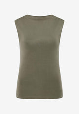 St. Agni Boat-Neck Jersey Top Khaki S24-229SOLOLIVE