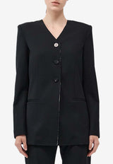 St. Agni Raw Edge Collarless Blazer S24-301BLKBLACK