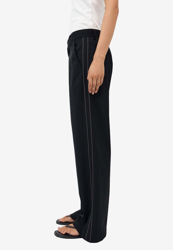 St. Agni Side Stripe Straight-Leg Pants Black S24-509BLKBLACK