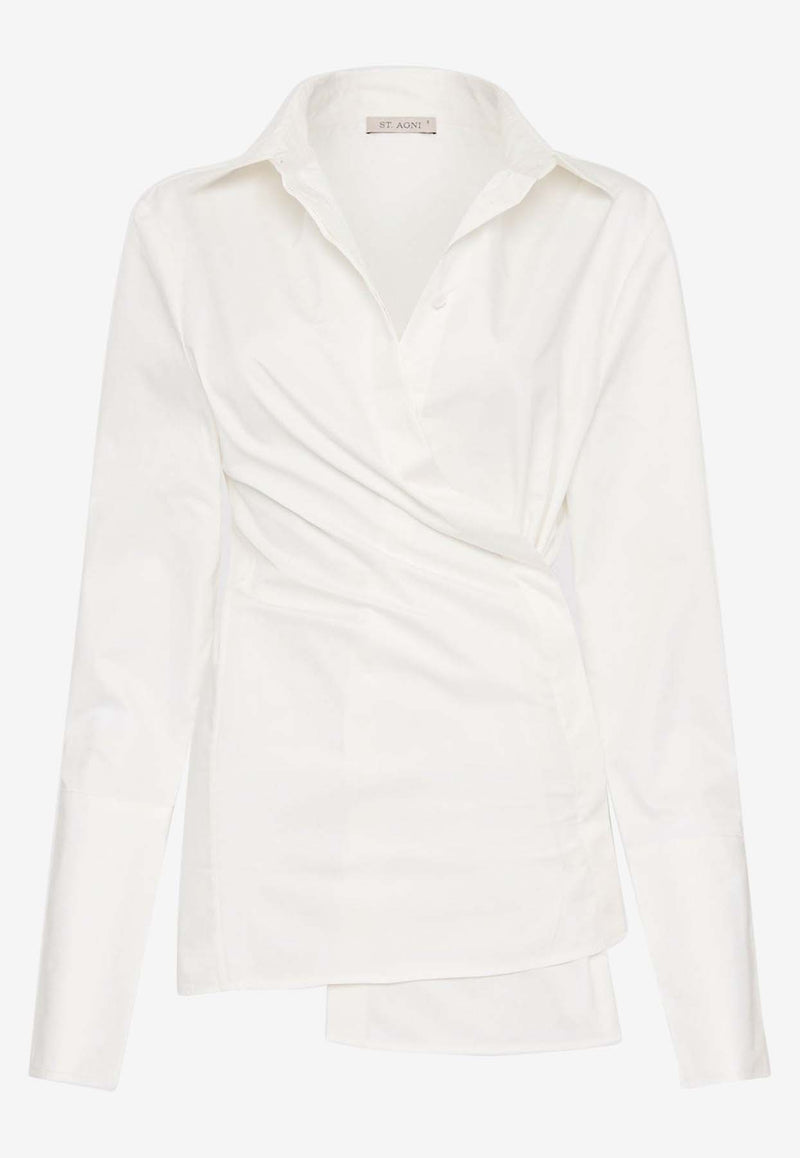 St. Agni Long-Sleeved Wrap Shirt S24-601WHTWHITE