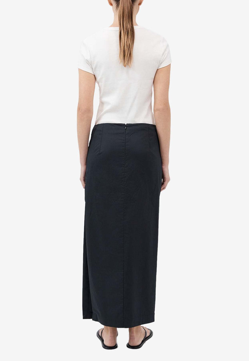 St. Agni Low-Rise Tuck Midi Skirt S24-811BLKBLACK