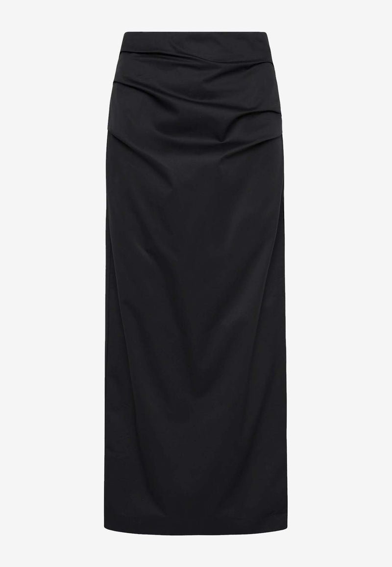 St. Agni Low-Rise Tuck Midi Skirt S24-811BLKBLACK