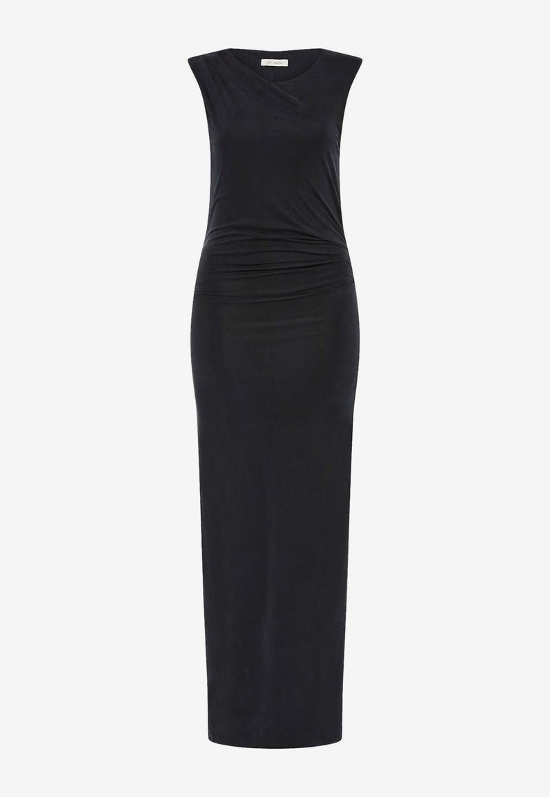 St. Agni Jersey Draped Midi Dress Black S24-921BLKBLACK