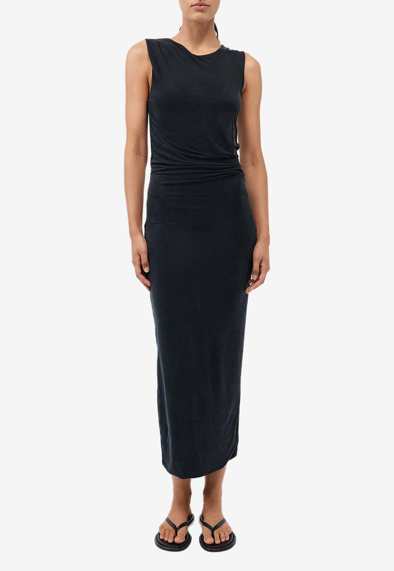 St. Agni Jersey Draped Midi Dress Black S24-921BLKBLACK