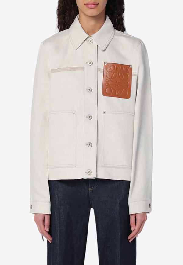 Loewe Anagram Patch Linen-Blend Jacket Ecru S359Y02XB7CO/Q_LOEW-2370