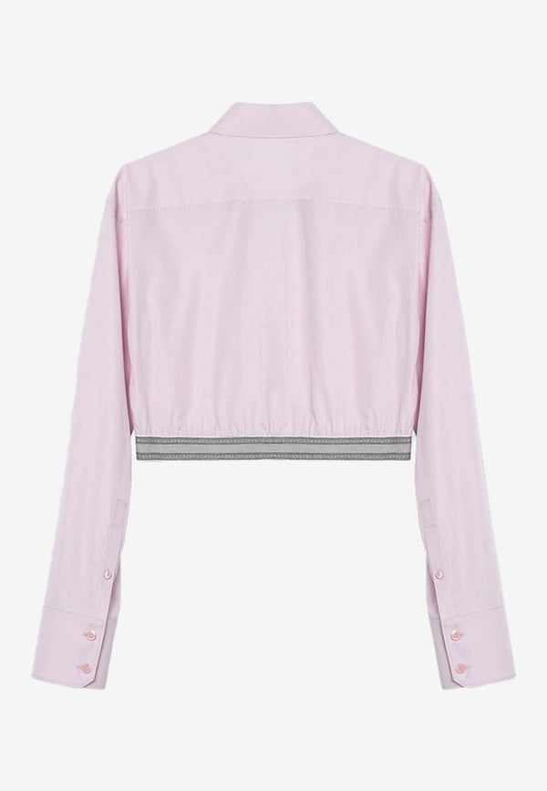 Loewe Cropped Long-Sleeved Shirt Pink S359Y05XAXCO/P_LOEW-3864