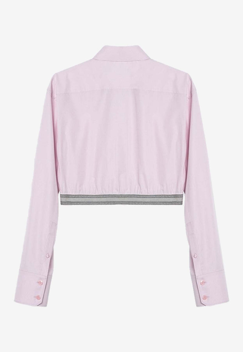 Loewe Cropped Long-Sleeved Shirt Pink S359Y05XAXCO/P_LOEW-3864