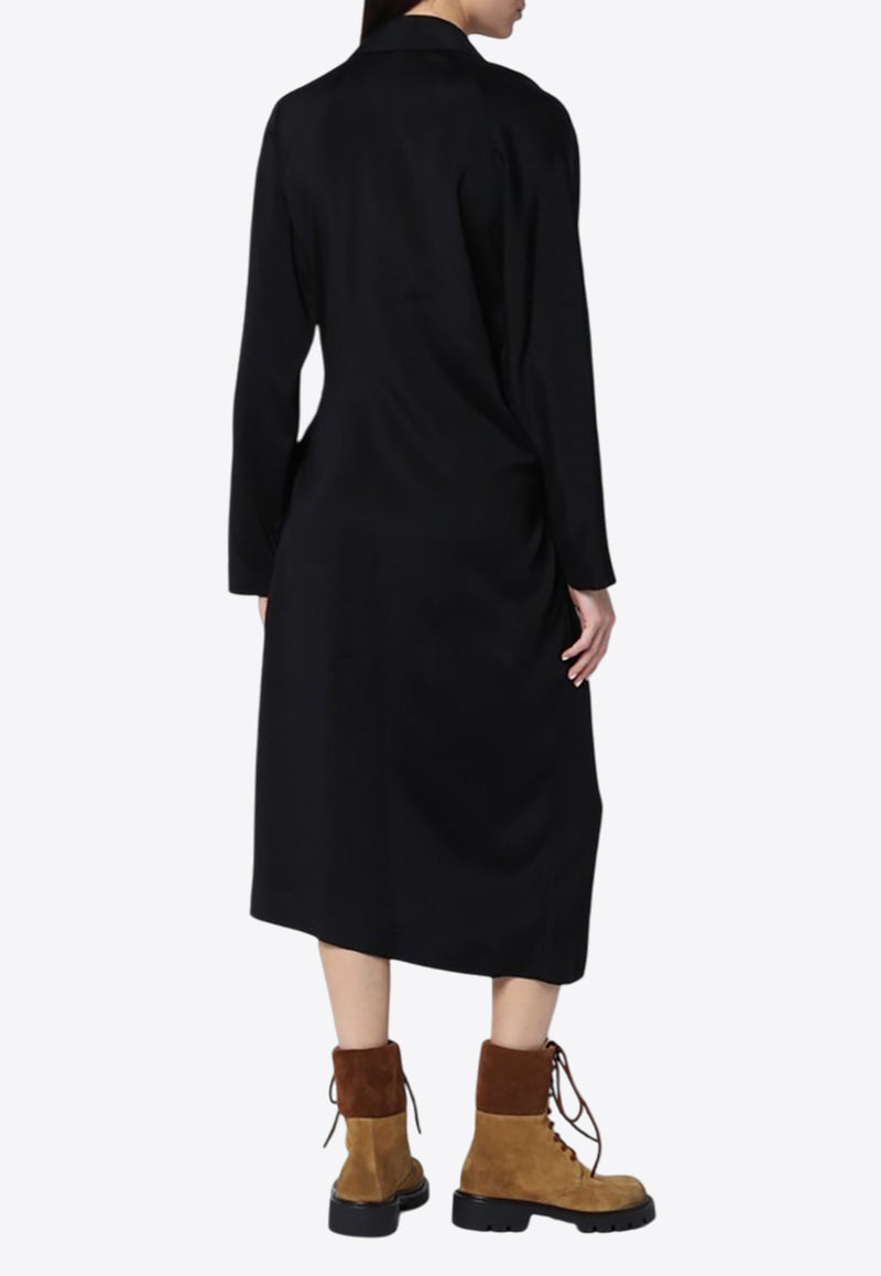 Loewe Belted Viscose Long-Sleeved Midi Dress Black S359Y09XH2VI/Q_LOEW-1100