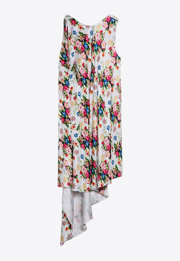 Loewe Asymmetrical Floral Silk  Midi Dress Multicolor S540Y09XQRSI/P_LOEW-9616