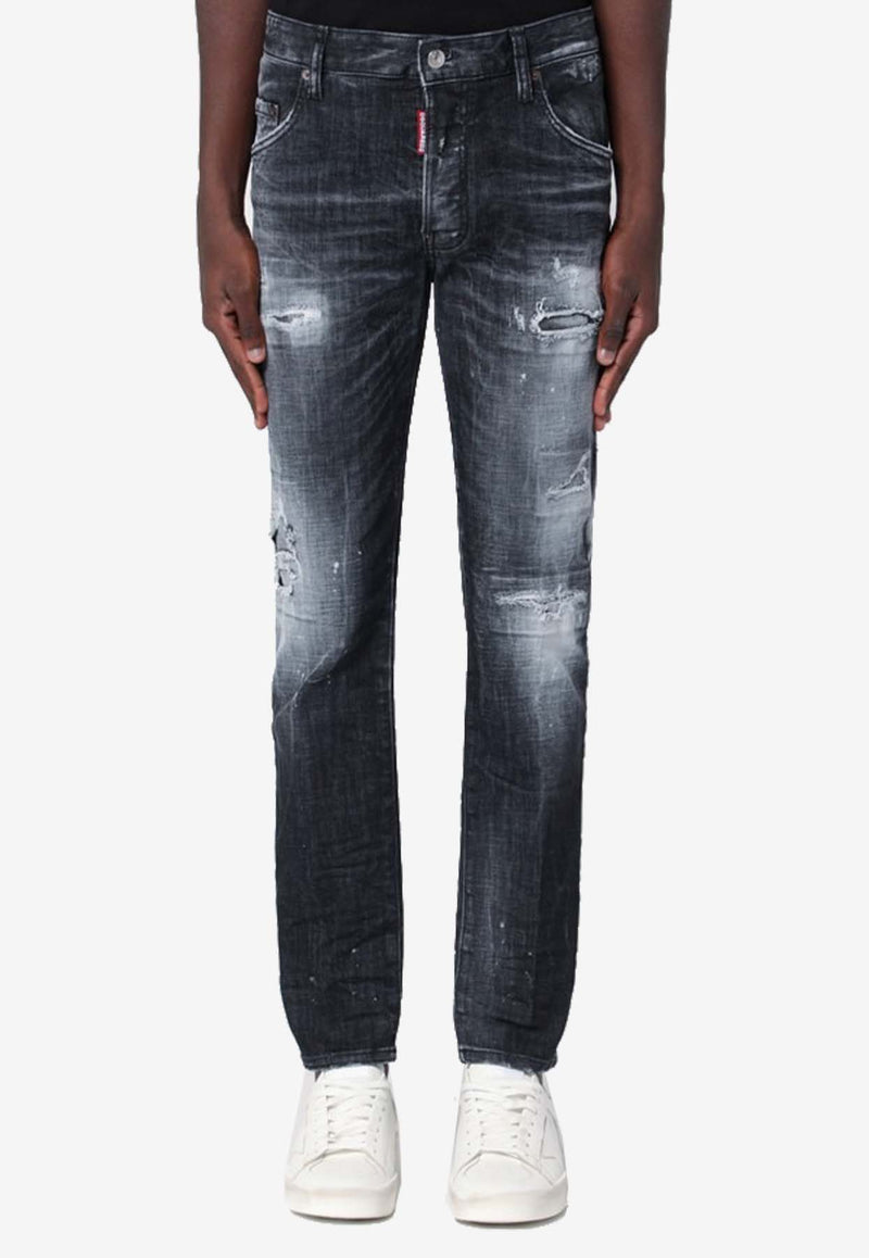 Dsquared2 Rocky Mountains Distressed Slim Jeans Black S74LB1638S30357/Q_DSQUA-900