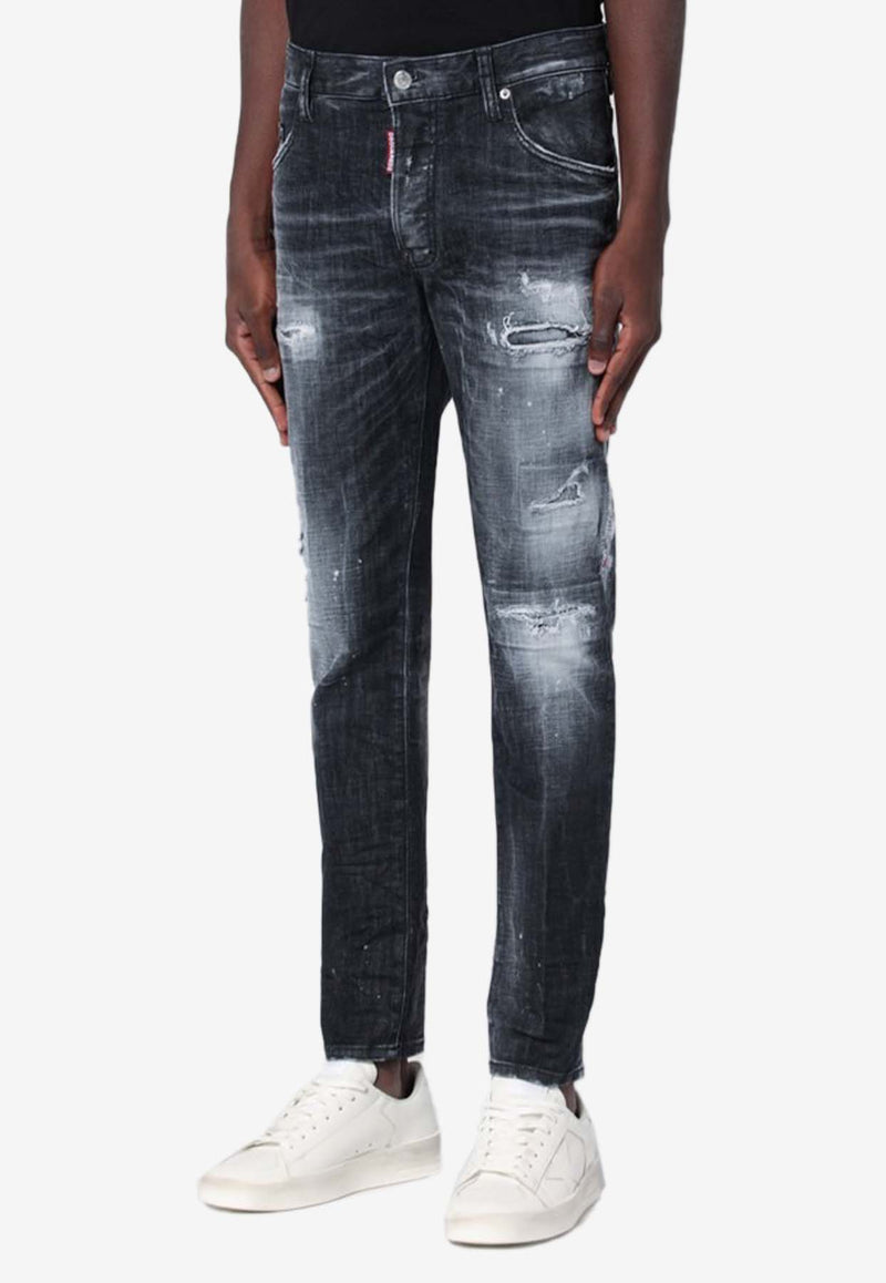 Dsquared2 Rocky Mountains Distressed Slim Jeans Black S74LB1638S30357/Q_DSQUA-900