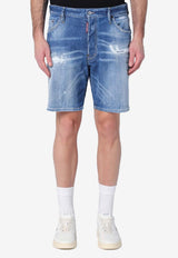 Dsquared2 Distressed Washed Denim Bermuda Shorts Blue S74MU0881S30872/Q_DSQUA-470