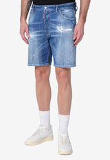 Dsquared2 Distressed Washed Denim Bermuda Shorts Blue S74MU0881S30872/Q_DSQUA-470