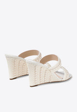 Jimmy Choo Sacoria 85 Pearl-Embellished Wedge Sandals SACORIA 85 WOZ WHITE/WHITE