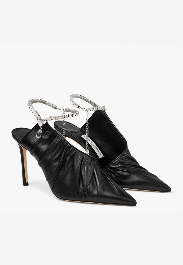 Jimmy Choo Sadia 95 Crystal-Embellished Pumps in Nappa Leather SADIA 95 NAP BLACK