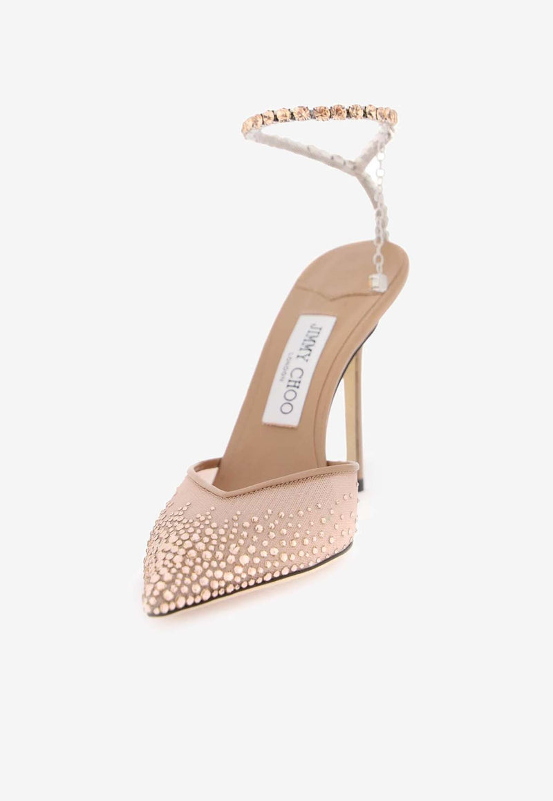 Saeda 100 Crystal Mesh Pumps Jimmy Choo SAEDA 100 BGM BALLET PINK/CRYSTAL