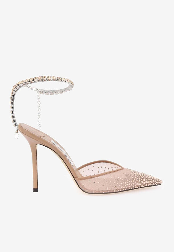 Saeda 100 Crystal Mesh Pumps Jimmy Choo SAEDA 100 BGM BALLET PINK/CRYSTAL