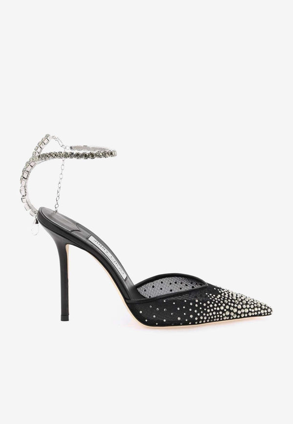 Saeda 100 Crystal Mesh Pumps Jimmy Choo SAEDA 100 BGM BLACK/SMOKE