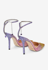 Jimmy Choo Saeda 100 Crystal-Embellished Satin Pumps SAEDA 100 ZPJ SUNSET MIX/CRYSTAL