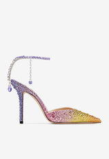 Jimmy Choo Saeda 100 Crystal-Embellished Satin Pumps SAEDA 100 ZPJ SUNSET MIX/CRYSTAL