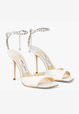 Jimmy Choo Saeda 100 Crystal-Embellished Satin Sandals SAEDA SANDAL 100 BBD IVORY/CRYSTAL