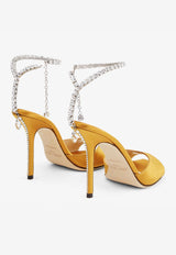 Jimmy Choo Saeda 100 Crystal-Embellished Satin Sandals SAEDA SANDAL 100BGH SUNFLOWER/CRYSTAL