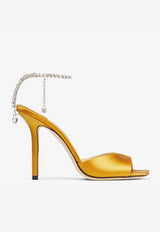 Jimmy Choo Saeda 100 Crystal-Embellished Satin Sandals SAEDA SANDAL 100BGH SUNFLOWER/CRYSTAL