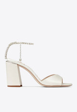 Jimmy Choo Saeda 85 Crystal Embellished Satin Sandals Ivory SAEDA SANDAL BH85BGH IVORY/CRYSTAL