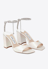 Jimmy Choo Saeda 85 Crystal Embellished Satin Sandals Ivory SAEDA SANDAL BH85BGH IVORY/CRYSTAL