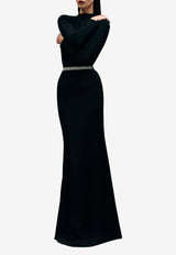 Sabina Bilenko Jade Crystal Belt Gown Black SB-AW24-JAD-DRS-BLK-BLACK