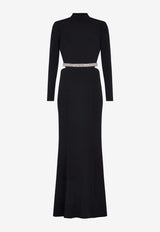 Sabina Bilenko Jade Crystal Belt Gown Black SB-AW24-JAD-DRS-BLK-BLACK