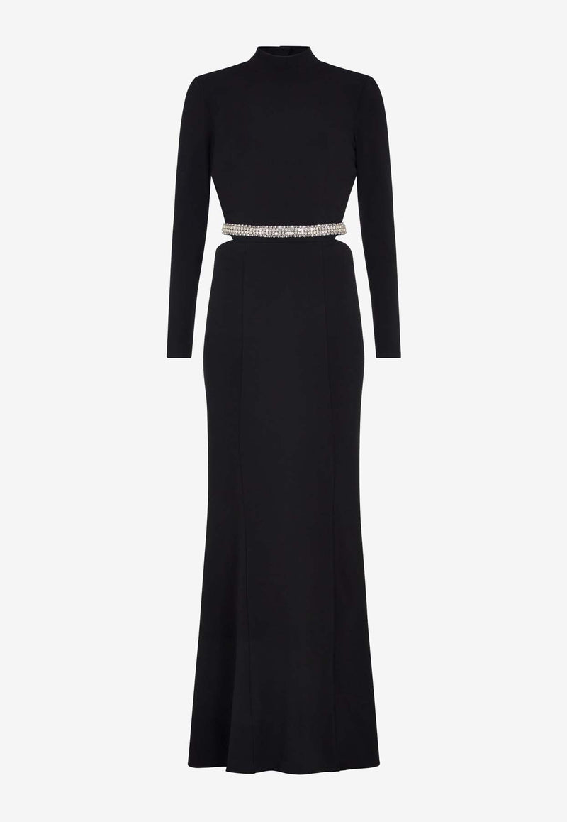 Sabina Bilenko Jade Crystal Belt Gown Black SB-AW24-JAD-DRS-BLK-BLACK