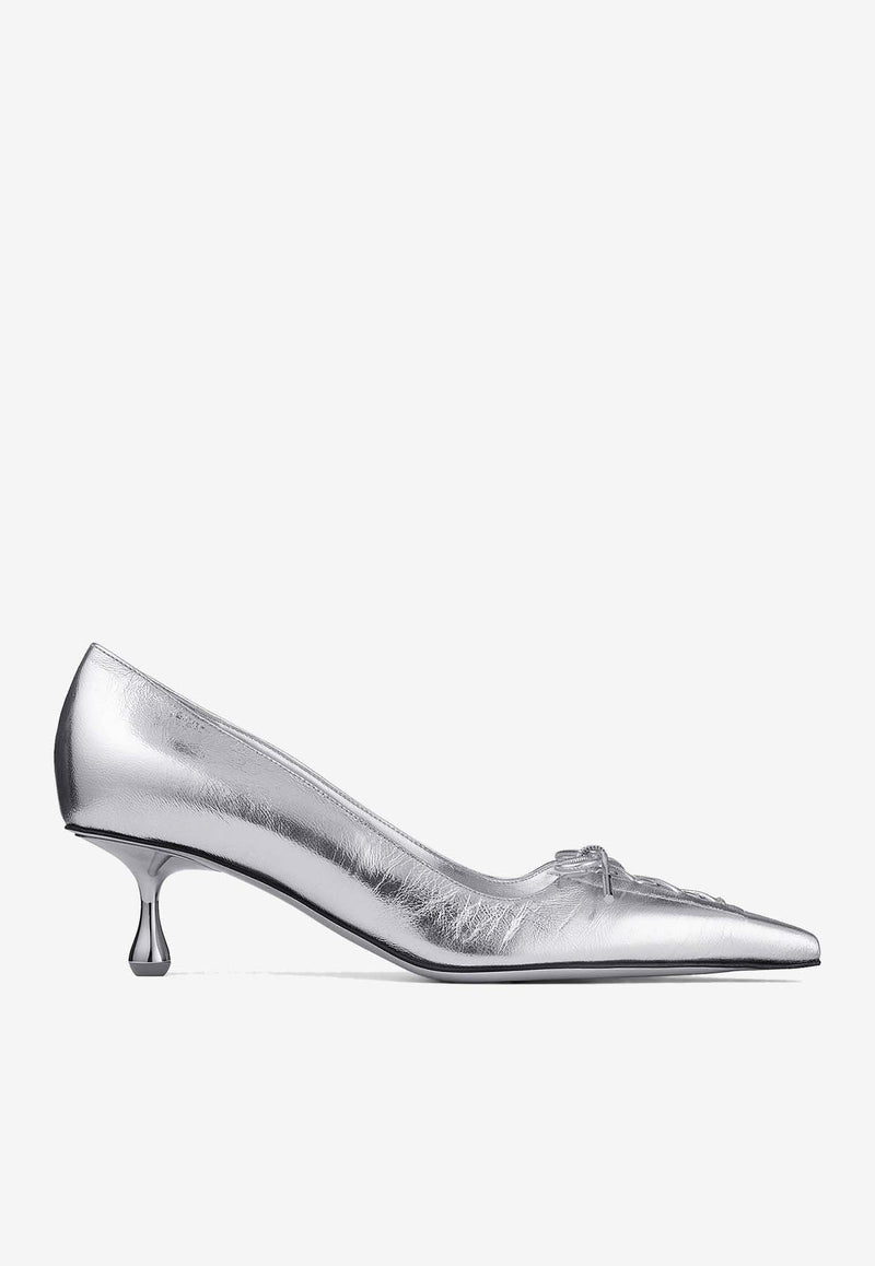 Jimmy Choo Scarlett 50 Metallic Leather Pumps SCARLETT 50 BYK SILVER Silver