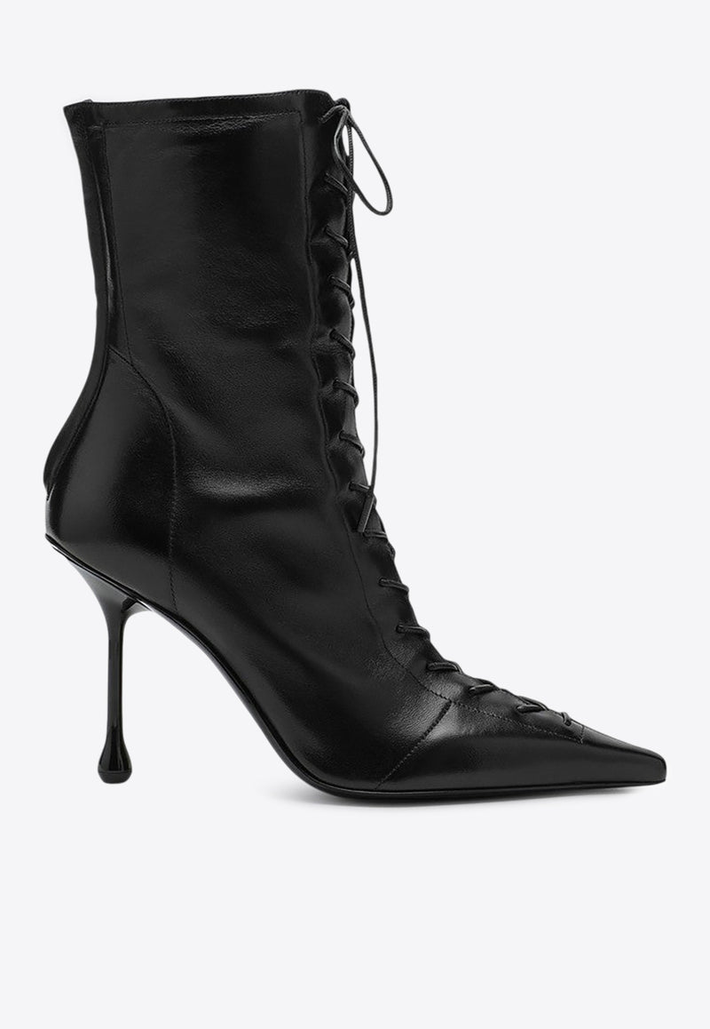 Jimmy Choo Scarlett 95 Lace-Up Leather Ankle Boots Black SCARLETTAB95NAP/P_JIMCH-BLK