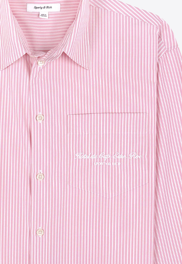 Sporty 
Rich Hotel du Cap Cursive Oversized Shirt Pink SI006501651ST64PINK