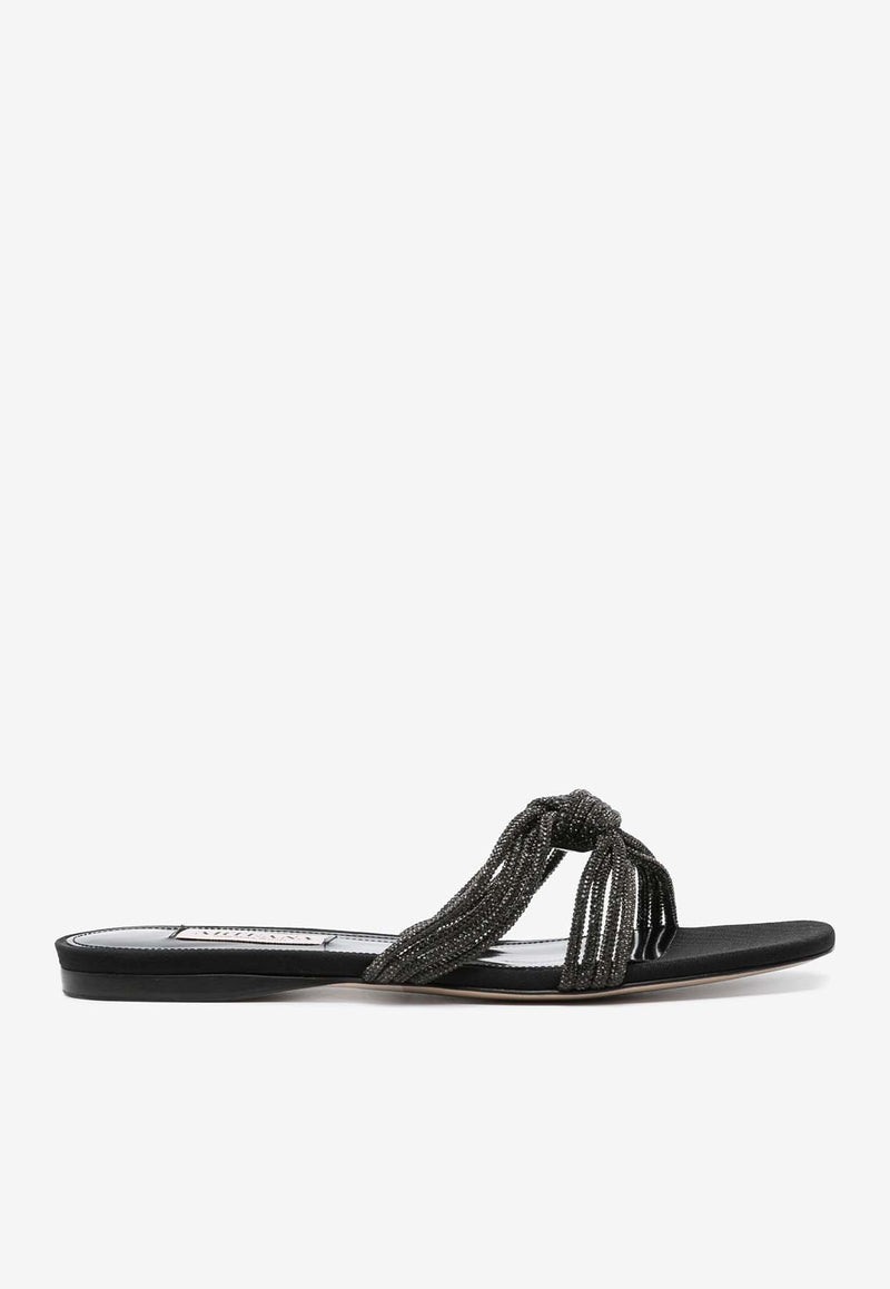 Arteana Capri Crystal Knotted Flat Sandals Black SIGCAPCRBLASFLBLACK