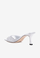 Jimmy Choo Skye 70 Glitter Mules SKYE 70 PZF SILVER