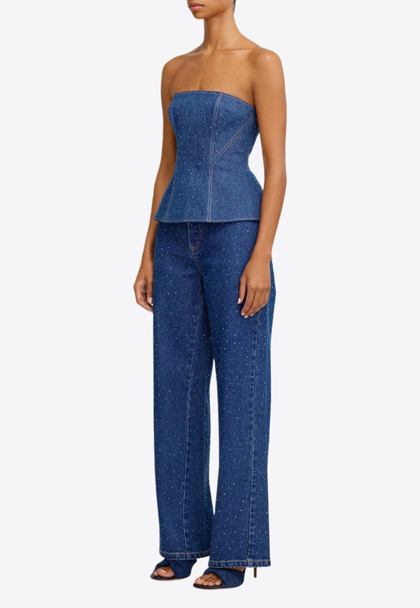 Significant Other Juno Diamante Embellished Straight-Leg Jeans Blue SL2407133P-DENIMDENIM